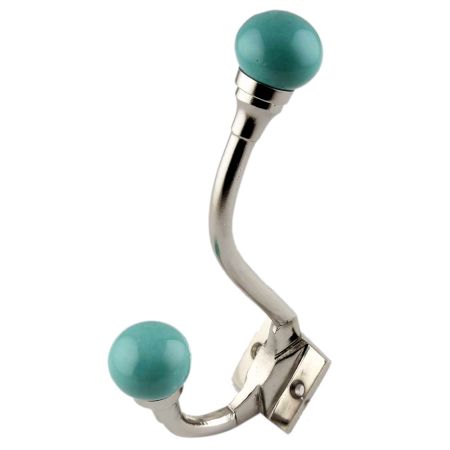 Solid Sea Green Ceramic Iron Hooks